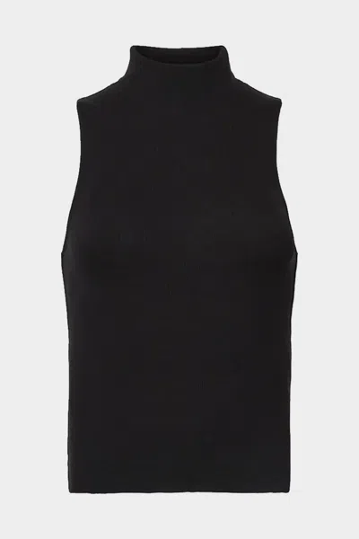 Frame Sleeveless Turtleneck Top In Black