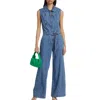 Frame Sleeveless Wide-leg Denim Jumpsuit In Multi