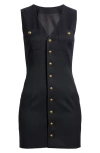 Frame Wool-blend Twill Mini Dress In Navy