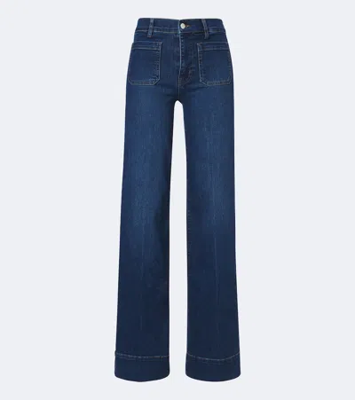 Frame Slice Wide-leg Jeans In Blue