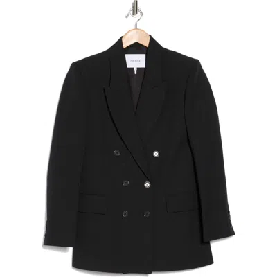 Frame Slim Double Breasted Blazer In Noir