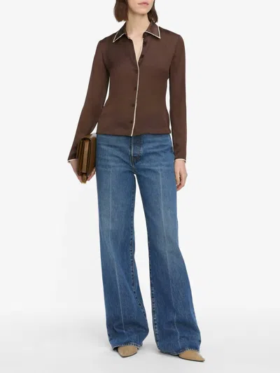 Frame Slim Essential Shirt In Brown