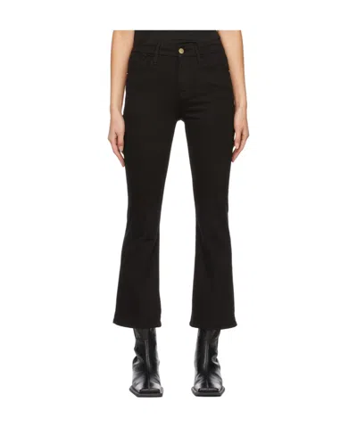 Frame Slim-fit Flared Cropped Jeans In Black