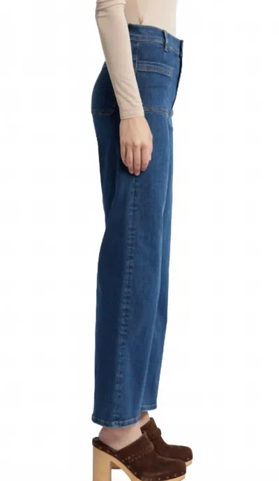 Frame Slim Palazzo Jeans In Cursive In Blue
