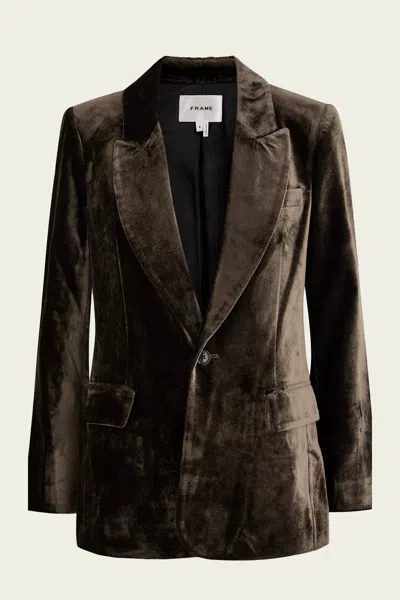 FRAME SLIM VELVET BLAZER IN ESPRESSO