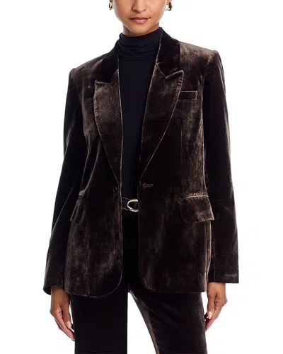 Frame Slim Velvet One Button Blazer In Espresso