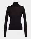 Frame Slim Wool Turtleneck In Black