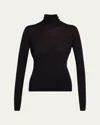 Frame Slim Wool Turtleneck In Black