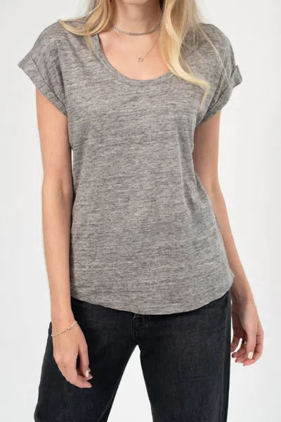 Frame Slouchy Linen Tee In Gris Heather In Gray