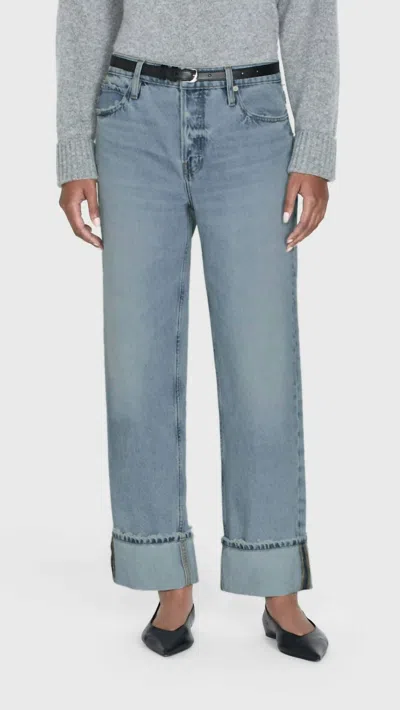 Frame Slouchy Straight Wide Cuff Jean In Ziggy In Blue