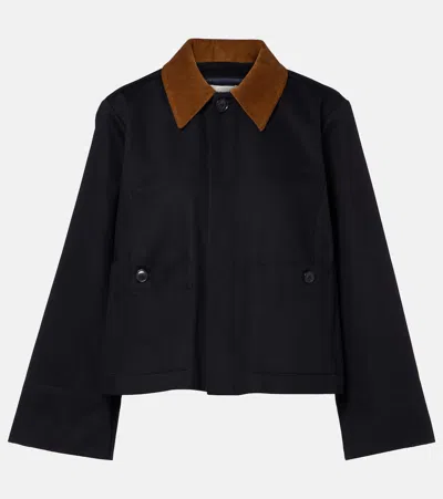 Frame Small Cotton Trench Jacket In Blue
