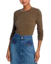 Frame Smocked Silk-blend Top In Sage