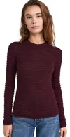 Frame Smocked Silk Blend Crewneck Top In Wine