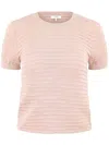 Frame Smocked Short-sleeve Sweater Top In Pink