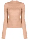 Frame Smocked Mock-neck Jumper In Neutrals