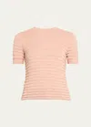 Frame Smocked Short-sleeve Sweater Top In Peony