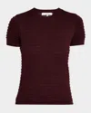 Frame Smocked Silk Blend Sweater In Wine