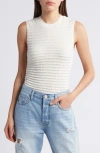 Frame Stripe Crewneck Muscle Tee In White