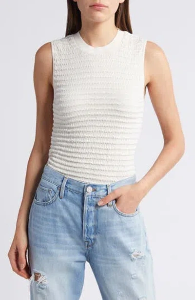FRAME FRAME SMOCKED SILK BLEND SLEEVELESS TOP