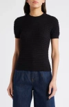 Frame Smocked Silk Blend Sweater In Black