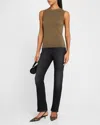 Frame Smocked Silk Blend Sleeveless Top In Sage