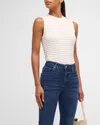 Frame Smocked Sleeveless Top In White
