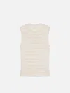 Frame Smocked Sleeveless Crewneck White Silk In Neutral