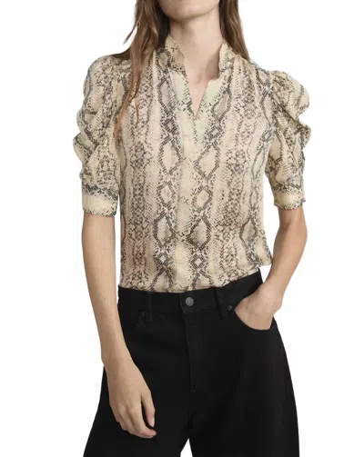 Frame Snake Gillian Chiffon Top In Camel Multi In Gold