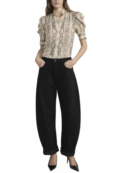 Frame Snake Gillian Short Sleeve Top In Camel Multi In Brown