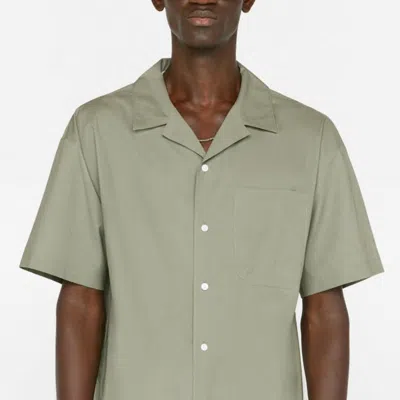 Frame Soft Cotton Camp Collar Shirt In Desert Sage In Green