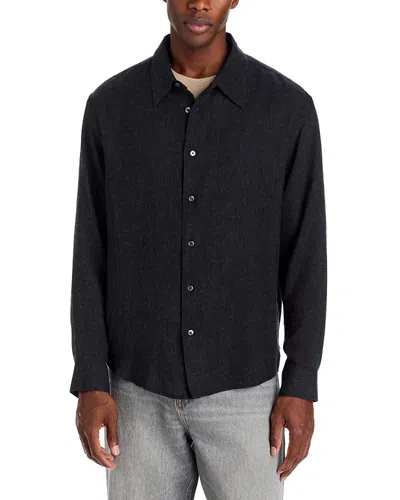 Frame Soft Weave Point Collar Shirt In Black