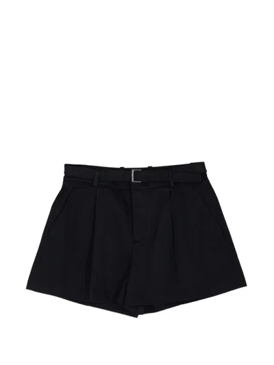 Frame The Soho Belted Cotton Shorts In Blue