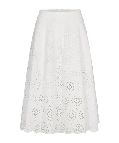 Frame Solstice Embroidered Midi Skirt In White