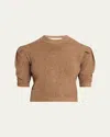 Frame Sparkly Ruched-sleeve Sweater In Bronze Multi