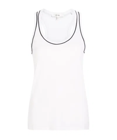 Frame Spliced Edge Vest In White