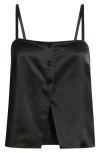 Frame Split Front Crop Silk Camisole In Black