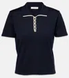 Frame Womens The Sport Short-sleeves Cotton-knit Polo Shirt Navy Multi In Blue