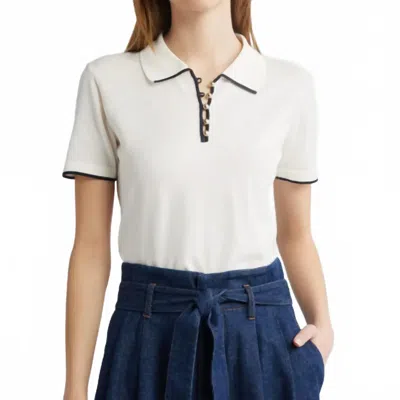 Frame Sport Short Sleeve Polo In Cream In White
