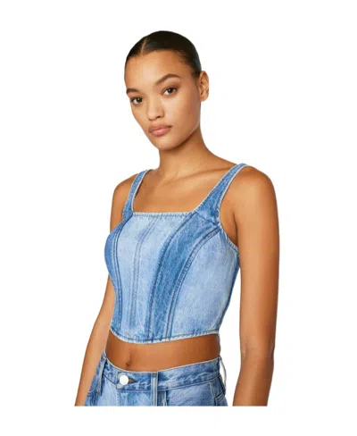 Frame Square Neck Denim Corset In Blue