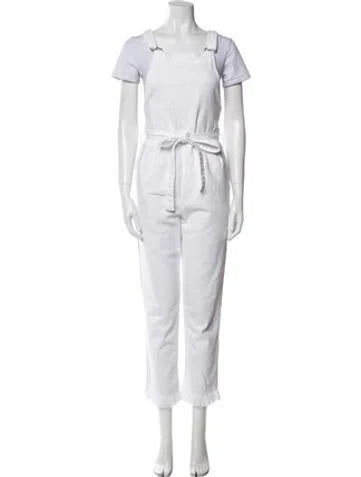 Pre-owned Frame Square Neckline Jumpsuit In White