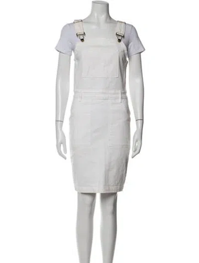 Pre-owned Frame Square Neckline Knee-length Dress In White