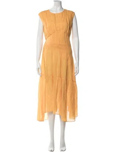 Pre-owned Frame Square Neckline Knee-length Dress In Yellow