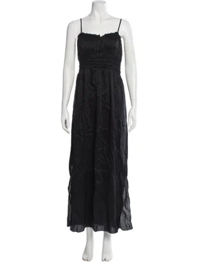 Pre-owned Frame Square Neckline Long Dress In Black