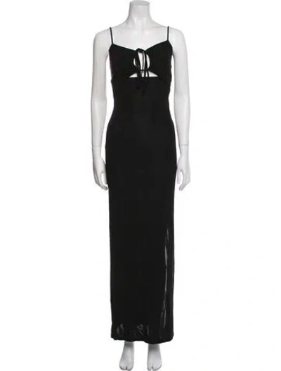 Pre-owned Frame Square Neckline Long Dress In Black