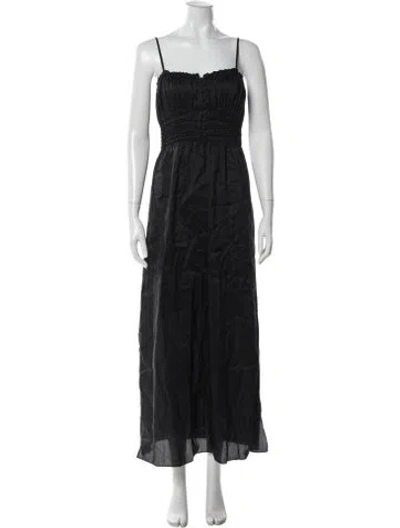Pre-owned Frame Square Neckline Long Dress In Black