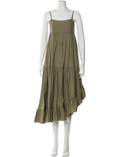 Pre-owned Frame Square Neckline Long Dress In Green