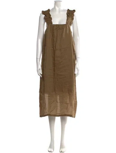 Pre-owned Frame Square Neckline Long Dress In Green