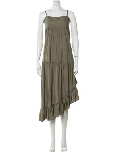 Pre-owned Frame Square Neckline Long Dress In Green