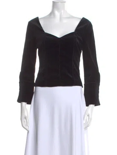 Pre-owned Frame Square Neckline Long Sleeve Blouse In Black