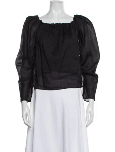 Pre-owned Frame Square Neckline Long Sleeve Blouse In Grey